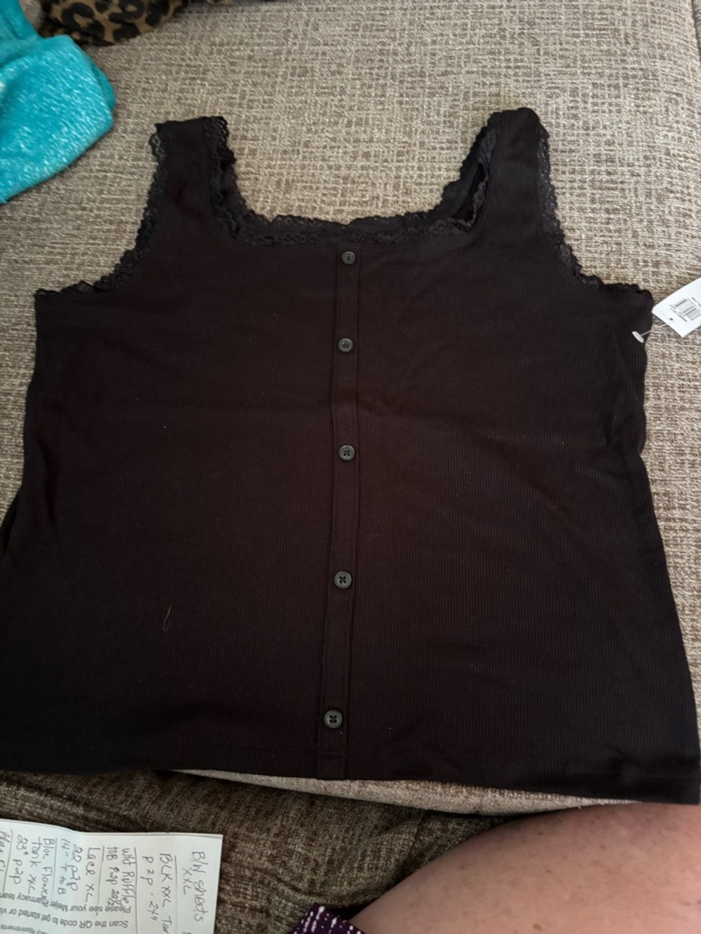 Old Navy Black Lace-Trim Button Front Camisole